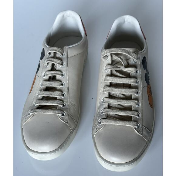 Gucci Men's Mickey Mouse Ivory Soft Leather Sneakers 8.5 US (41.5 Eu) 606110 NWT - Picture 7 of 13